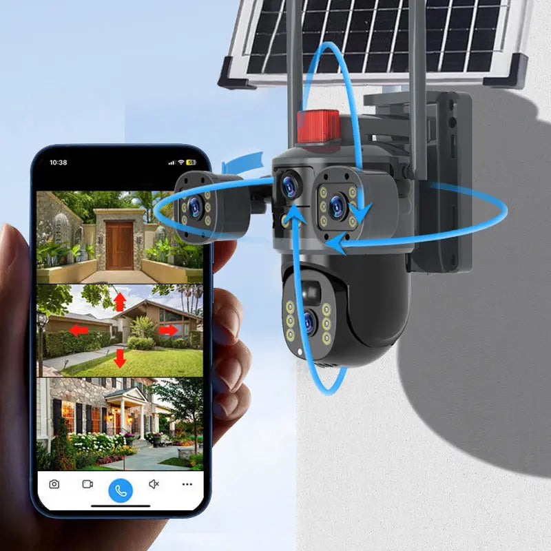 🎥 Solar-Domekamera mit drei Objektiven und 360° Rundumsicht & Farb-Nachtsicht ✈️ Kostenloser Versand