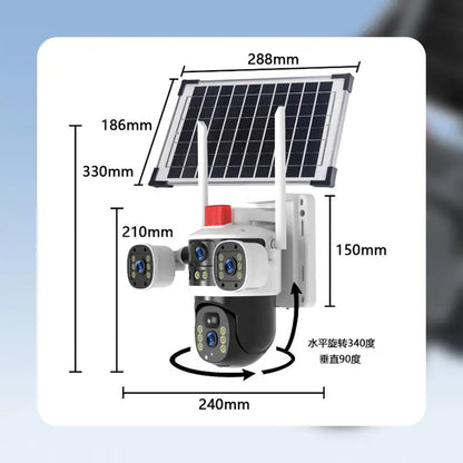 🎥 Solar-Domekamera mit drei Objektiven und 360° Rundumsicht & Farb-Nachtsicht ✈️ Kostenloser Versand