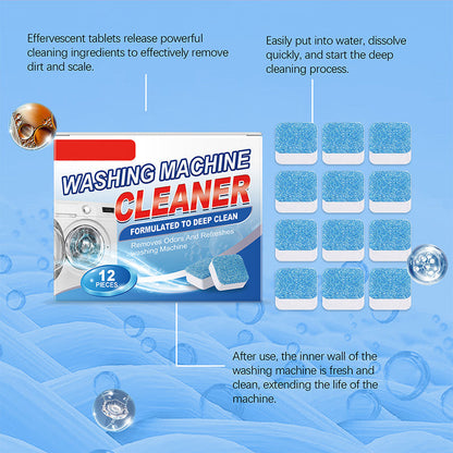 🧽✨ Leistungsstarke Waschmaschinen-Reiniger Tabletten | Entkalken & Geruchsneutralisierung, 12 Stück