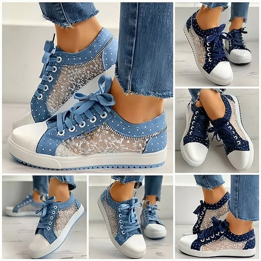 👟2026 Neues Design🙋‍♀️✨Damen Casual Flat Runde Zehe Lace Up Low Top Schuhe
