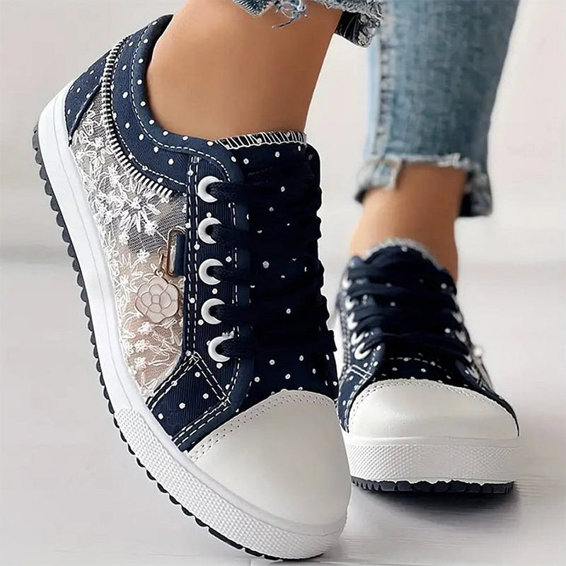 👟2026 Neues Design🙋‍♀️✨Damen Casual Flat Runde Zehe Lace Up Low Top Schuhe