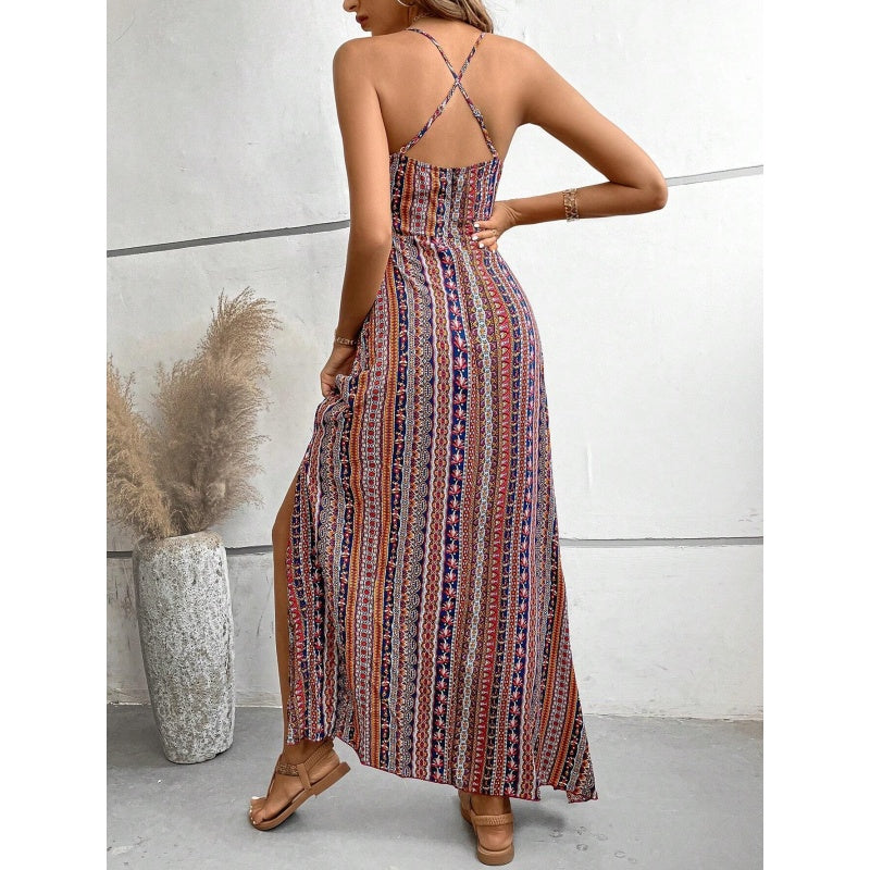 Bedrucktes Cami-Maxikleid mit Seitenschlitz🌸🌸Eine modische Wahl, um Ihren Glamour zu zeigen