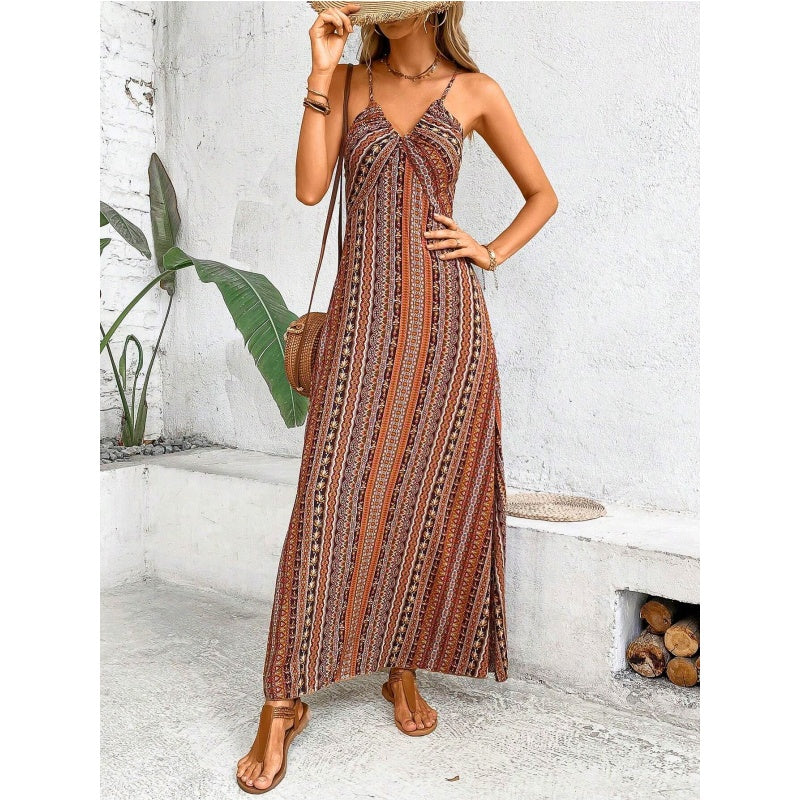 Bedrucktes Cami-Maxikleid mit Seitenschlitz🌸🌸Eine modische Wahl, um Ihren Glamour zu zeigen