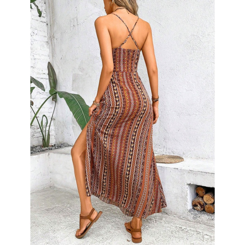 Bedrucktes Cami-Maxikleid mit Seitenschlitz🌸🌸Eine modische Wahl, um Ihren Glamour zu zeigen