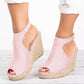 Damen-Sandalen mit Knöchelriemen und Keilabsatz