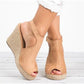 Damen-Sandalen mit Knöchelriemen und Keilabsatz