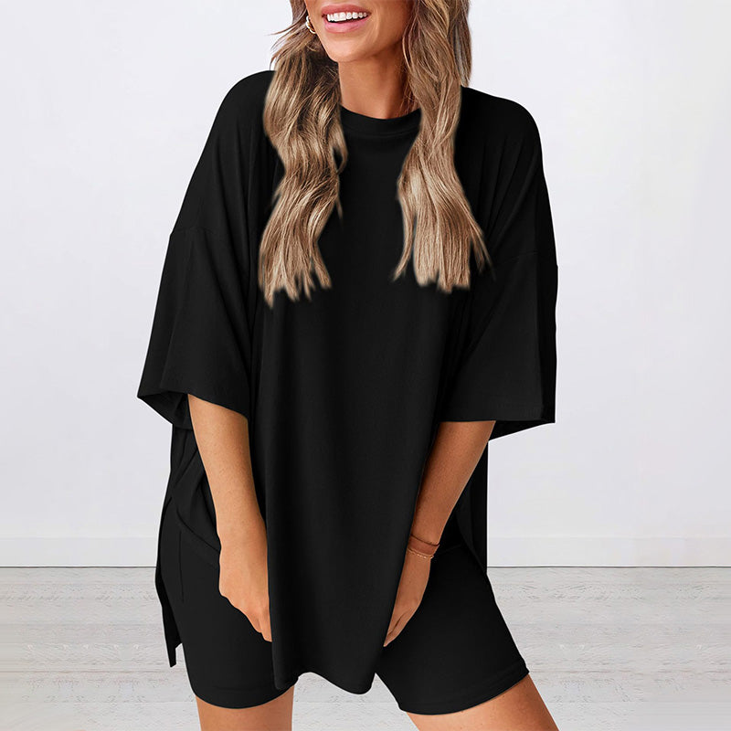 ⏳lässiges zweiteiliges Set mit kurzen Ärmeln und Shorts