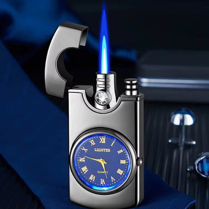 Winddichtes Taschenlampenfeuerzeug mit Uhr