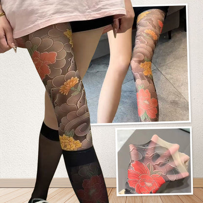 🔥2025 Heißer Verkauf🔥Unisex High Waist Flower Tattoo Strümpfe