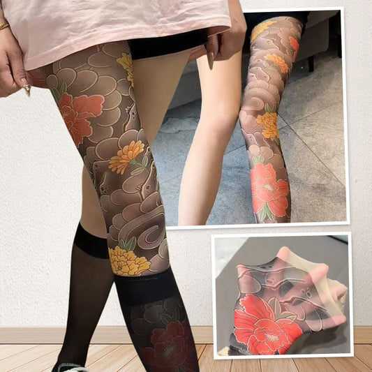 🔥2025 Heißer Verkauf🔥Unisex High Waist Flower Tattoo Strümpfe
