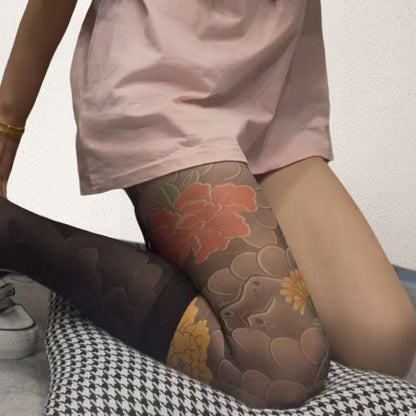 🔥2025 Heißer Verkauf🔥Unisex High Waist Flower Tattoo Strümpfe