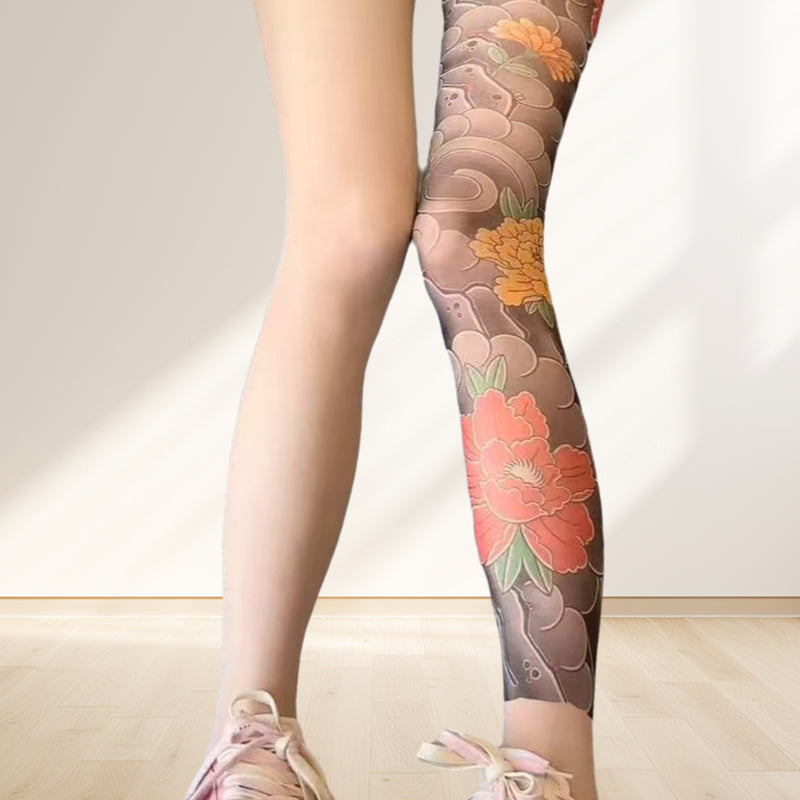 🔥2025 Heißer Verkauf🔥Unisex High Waist Flower Tattoo Strümpfe