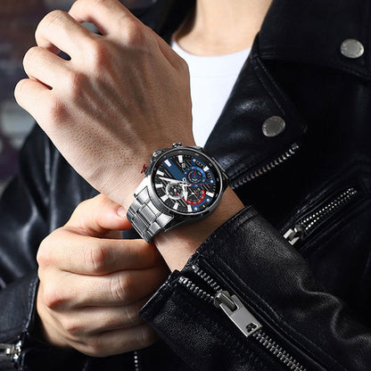 ⌚Herrenuhr mit Quarz-Stahlband