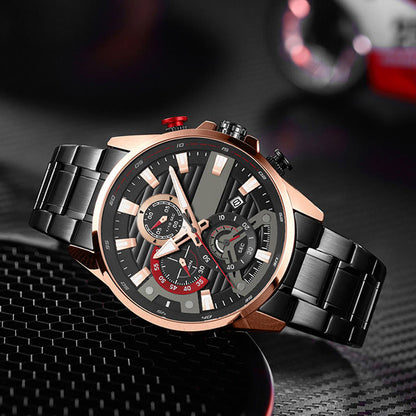 ⌚Herrenuhr mit Quarz-Stahlband