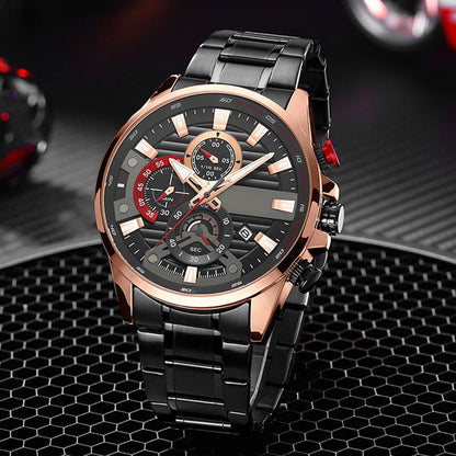 ⌚Herrenuhr mit Quarz-Stahlband