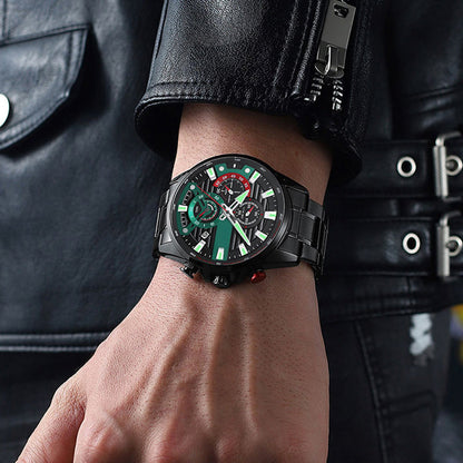 ⌚Herrenuhr mit Quarz-Stahlband