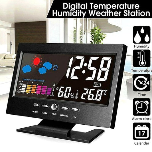 ✨⏰ Letzter Tag der Aktion 50% 🔥 Digitaler LED-Temperatur- und Luftfeuchtigkeitsmesser Wettervorhersage LED-Zähler Wecker