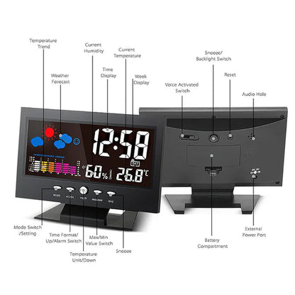 ✨⏰ Letzter Tag der Aktion 50% 🔥 Digitaler LED-Temperatur- und Luftfeuchtigkeitsmesser Wettervorhersage LED-Zähler Wecker