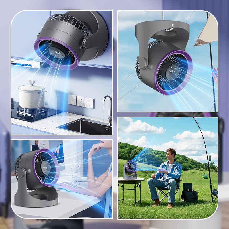Kleiner tragbarer aufladbarer wandmontierter Ventilator mit Lampen