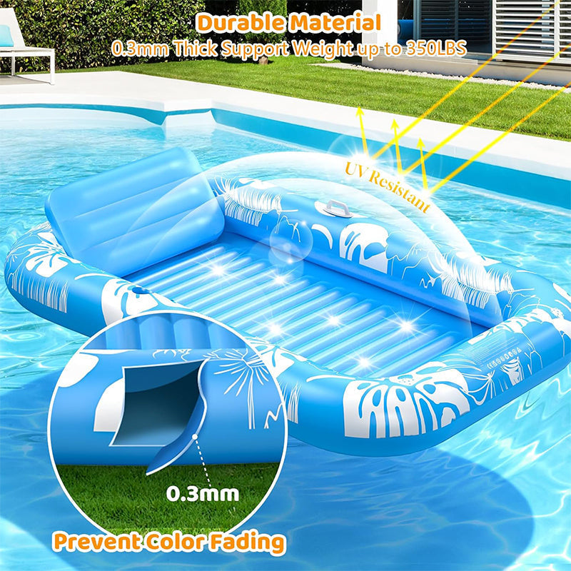 🏊 58% RABATT! 🥳 Aufblasbare Bräu-Liege – Automatische Sprühkühlung & abnehmbares Kissen – Getränkehalter & Sicherheitsgriffe – perfekt für Garten, Pool oder Strand – ideal für zwei Erwachsene 💦