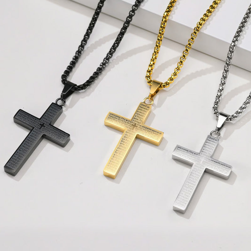 ✝️Lord Gebet Scibble Kreuz Halskette