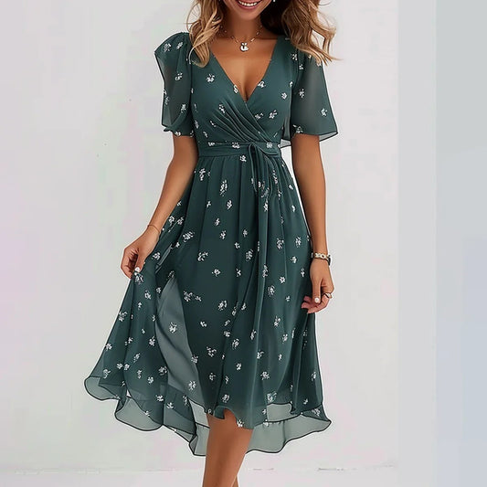 🔥NEU! 2026 Trend-Chiffonkleid mit V-Ausschnitt – Jetzt 32€ sparen!