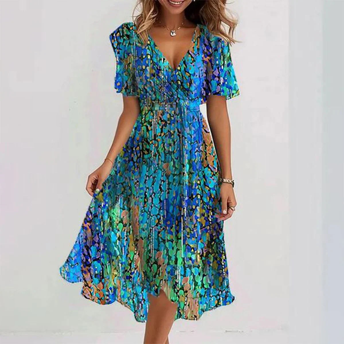 🔥NEU! 2026 Trend-Chiffonkleid mit V-Ausschnitt – Jetzt 32€ sparen!