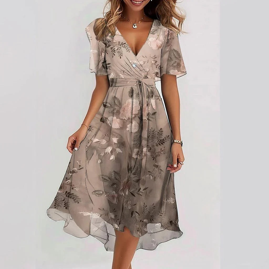 🔥NEU! 2026 Trend-Chiffonkleid mit V-Ausschnitt – Jetzt 32€ sparen!