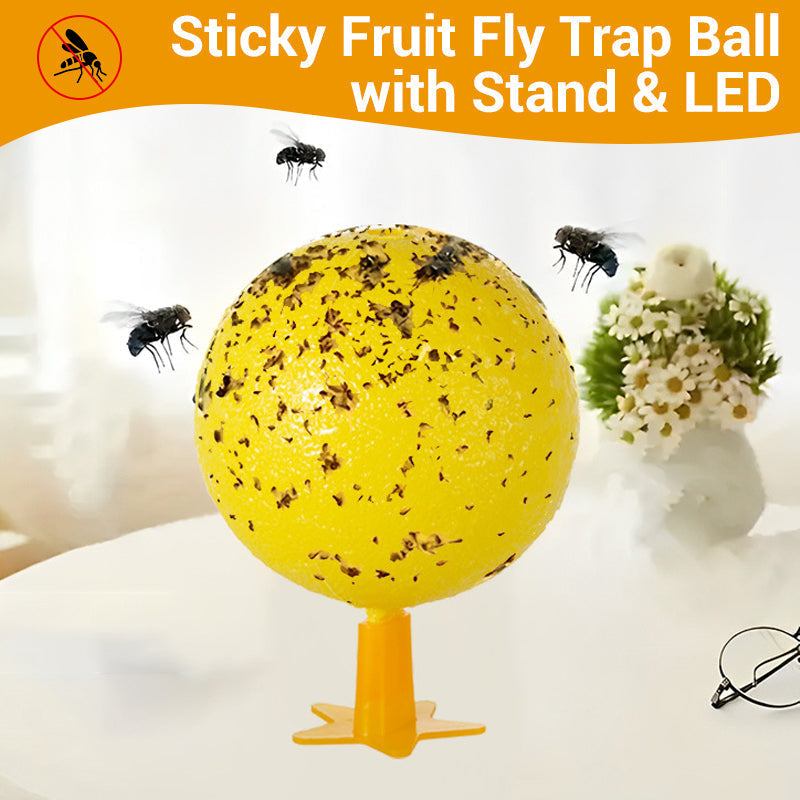 🚫🪰🦟Klebefalle Fruchtfliegen-Fangball mit Ständer LED- Ungiftig & Wiederverwendbar | Küche, Büro, Innenbereich