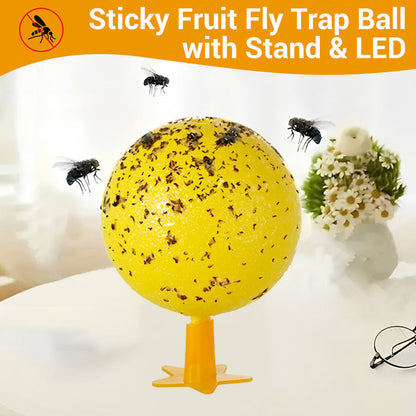 🚫🪰🦟Klebefalle Fruchtfliegen-Fangball mit Ständer LED- Ungiftig & Wiederverwendbar | Küche, Büro, Innenbereich