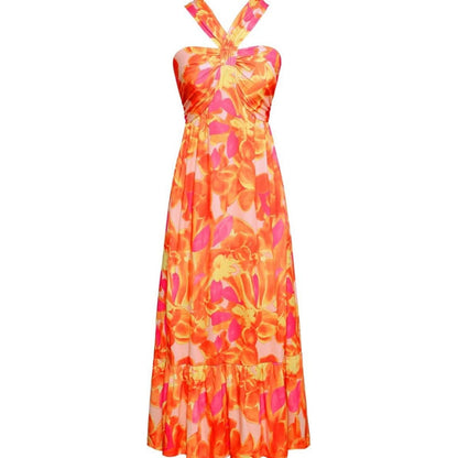 🌺Ärmelloses Kleid mit gekreuztem Neckholder und Blumenmuster💃