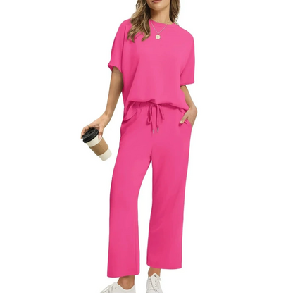 Weiches, lässiges Set aus Oberteil und Hose für Damen