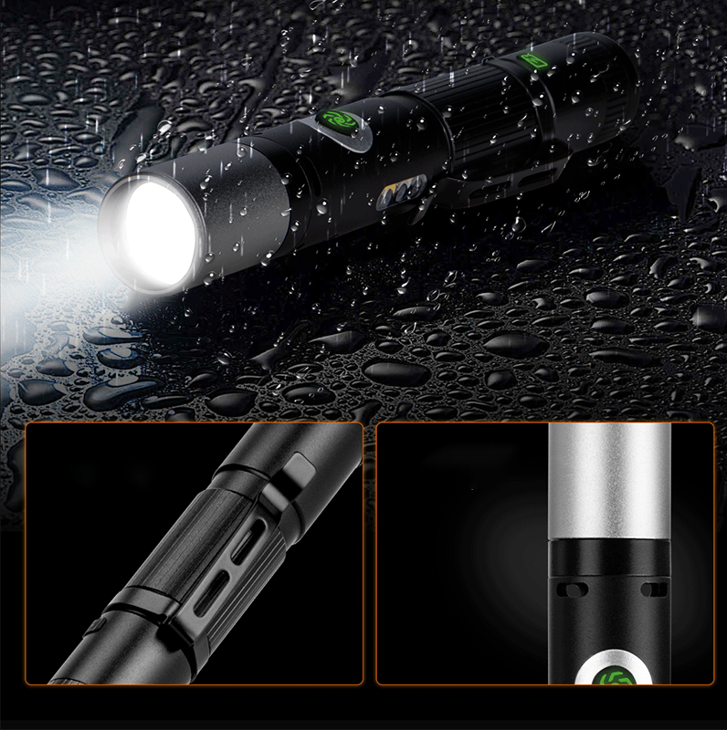 🔦🔋Multi-Mode-Bogen + Alarm-Zoom-Helligkeitstaschenlampe⚡