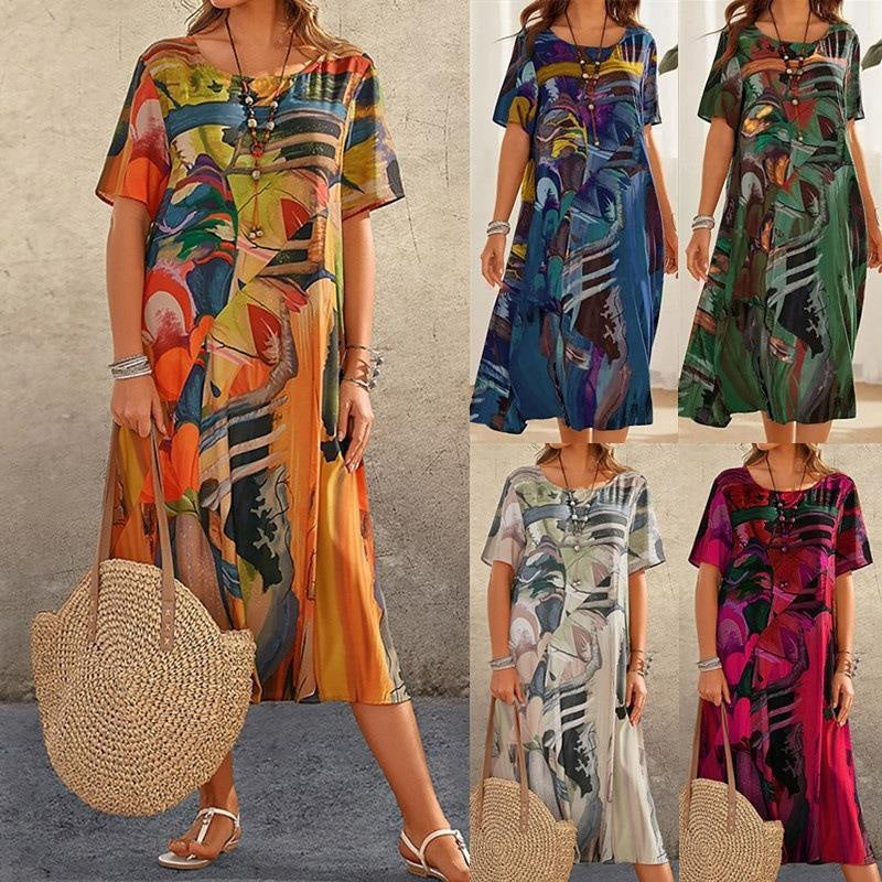 🌺⏰ ZEITLICH BEGRENZTER RABATT – 50%! Fließendes Kleid in leuchtenden Tropenfarben – Leicht, feminin & perfekt für Urlaub, Strand oder Sommerfeste 🏝️