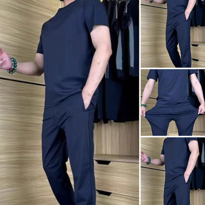 🏆Lässiges Stretch-Set für Herren aus Eisseide mit T-Shirt und Hose