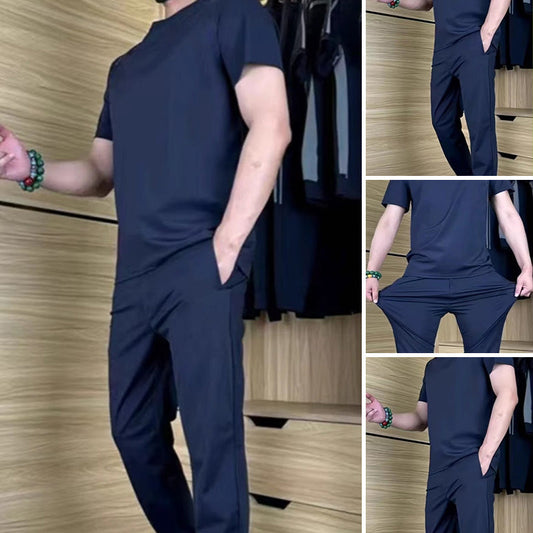 🏆Lässiges Stretch-Set für Herren aus Eisseide mit T-Shirt und Hose