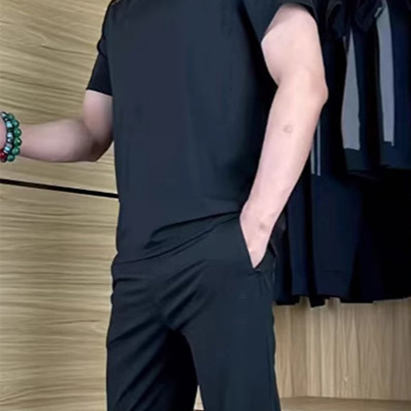 🏆Lässiges Stretch-Set für Herren aus Eisseide mit T-Shirt und Hose