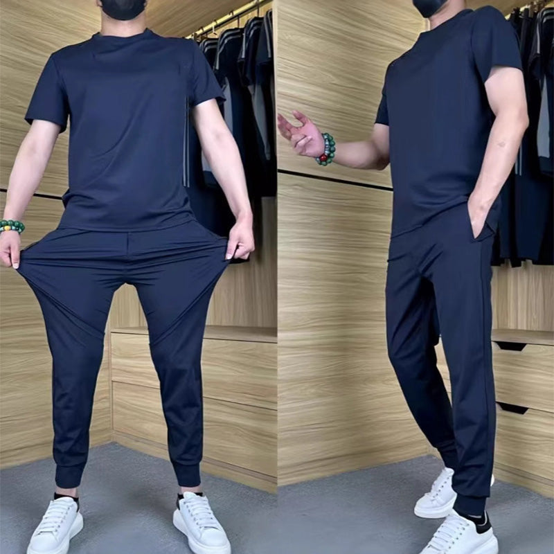 🏆Lässiges Stretch-Set für Herren aus Eisseide mit T-Shirt und Hose