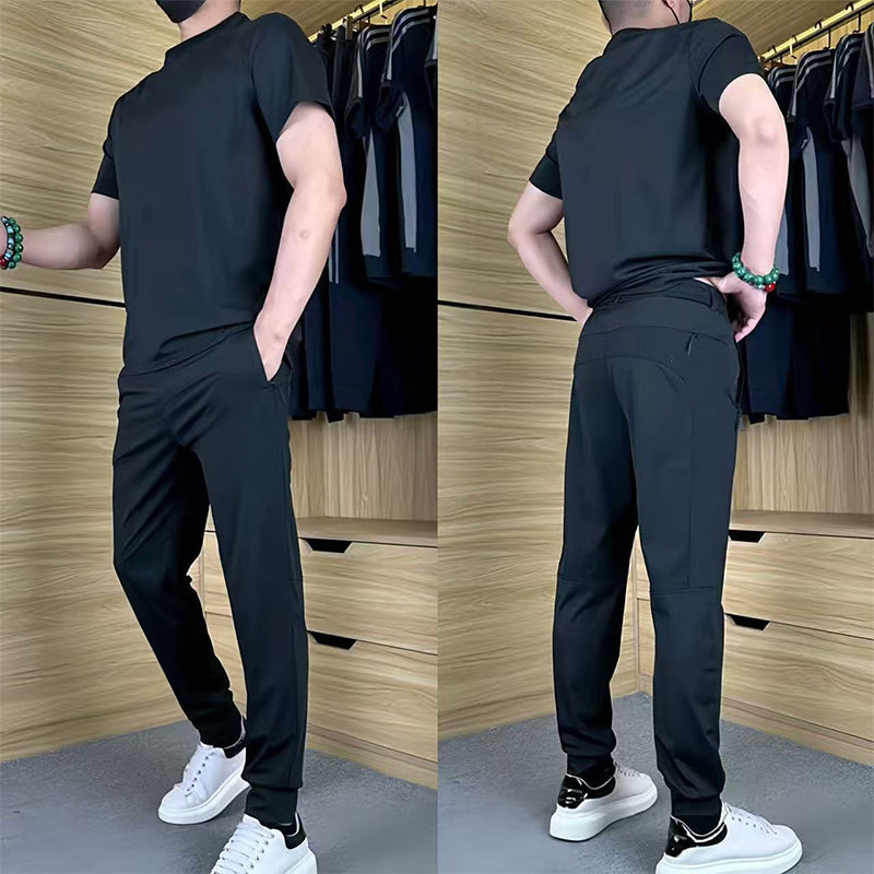 🏆Lässiges Stretch-Set für Herren aus Eisseide mit T-Shirt und Hose