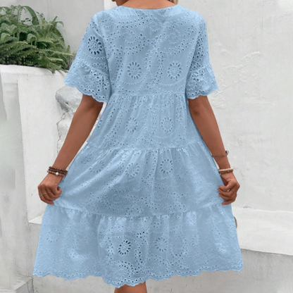 🌸Damenkleid mit Rundhalsausschnitt und Blumenmuster