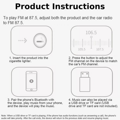 🎶 Bunte Licht Bluetooth Auto MP3-Player – Musik &amp; Atmosphäre Für Jede Fahrt!