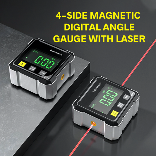 📐4-seitiger magnetischer digitaler Winkelmesser mit Laser