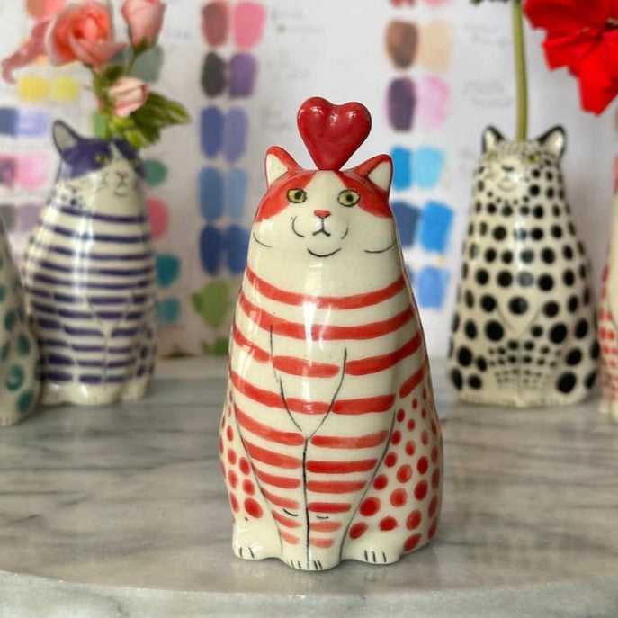 Handgemaltes keramisches Katzen-Blumenvasen-Set🐱