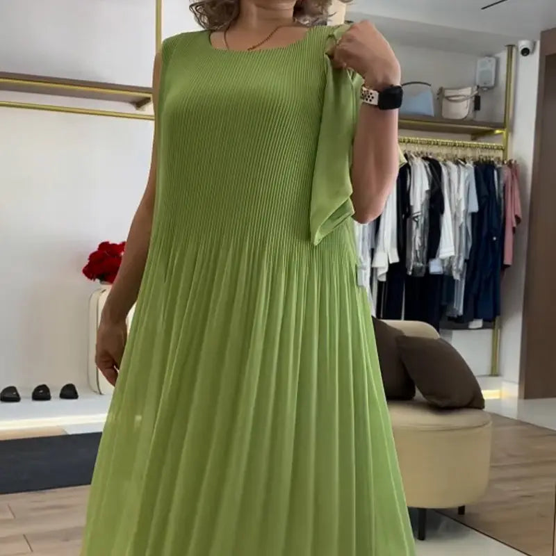 ⏳ LETZTER TAG IM ANGEBOT: 50% Rabatt auf das zweite Produkt💃🏻Ärmelloses Plisseekleid aus Chiffon – Elegant, atmungsaktiv & perfekt für jeden Anlass! 🌿