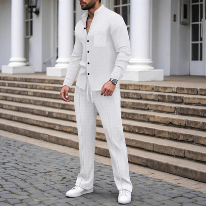 🍂👖Herren Casual Waffel Shirt Hosen 2-teiliges Set