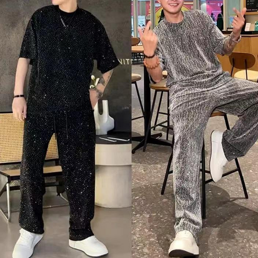 💎✨Herren-Zweiteiler mit Kurzarmshirt und weiter Hose