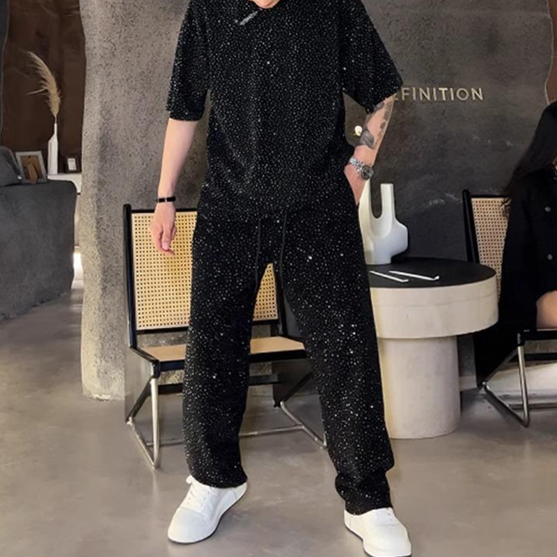 💎✨Herren-Zweiteiler mit Kurzarmshirt und weiter Hose