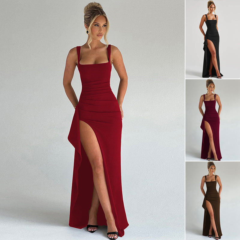 💎50% Rabatt 👗Ärmelloses Bodycon-Kleid mit Karree-Ausschnitt und hohem Seitenschlitz✨