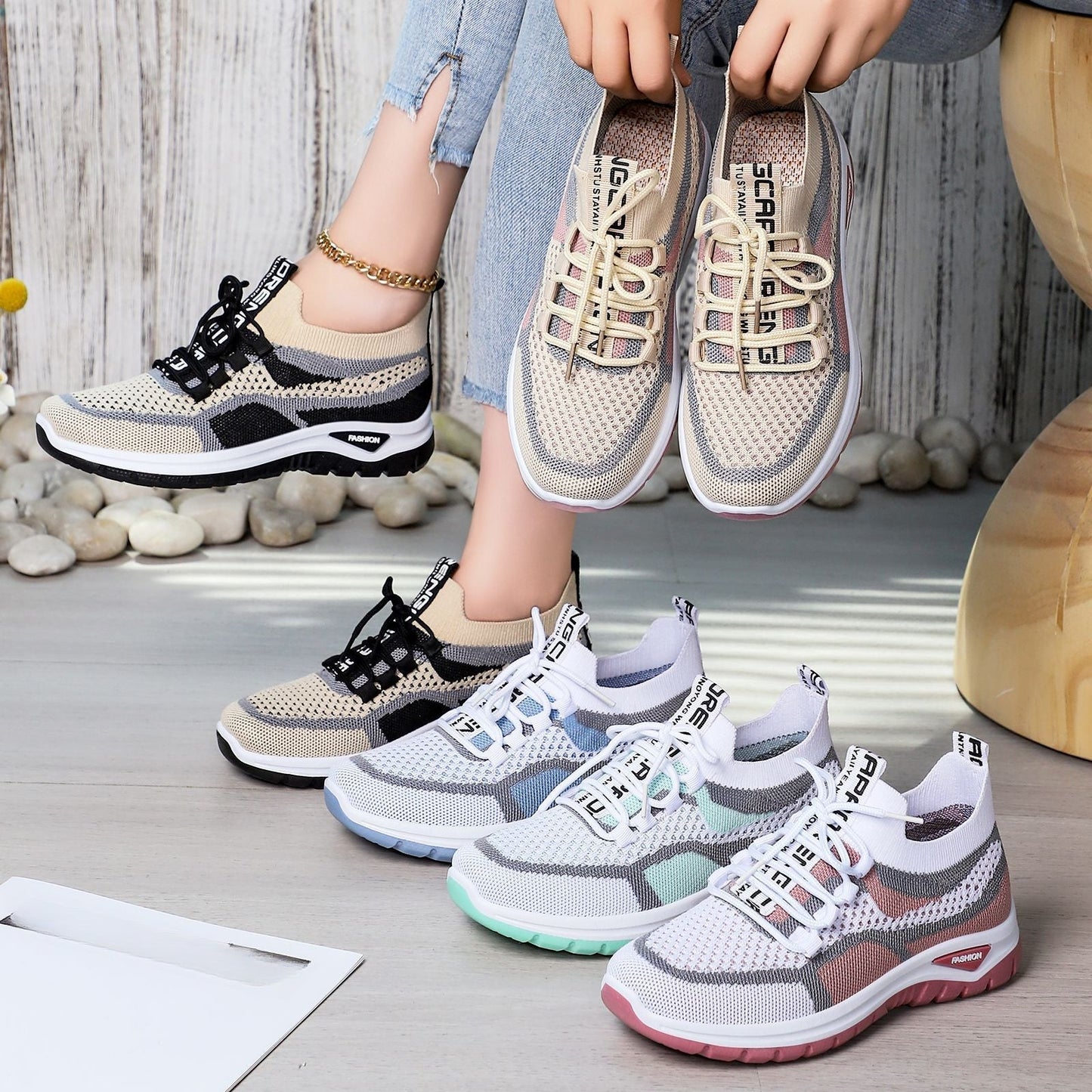👟 Damen Laufschuhe mit Schnürung – Atmungsaktives Mesh – Gepolsterte Sohle – Rutschfest & Leicht – Für Sport & Freizeit
