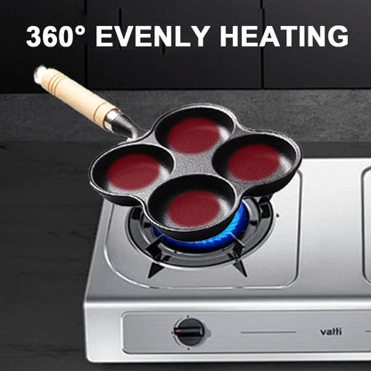 🍳🥚 4-Eier Bratpfanne aus Gusseisen – Antihaftbeschichtung, Gleichmäßige Wärme & Langlebige Qualität für das perfekte Frühstück 🔥